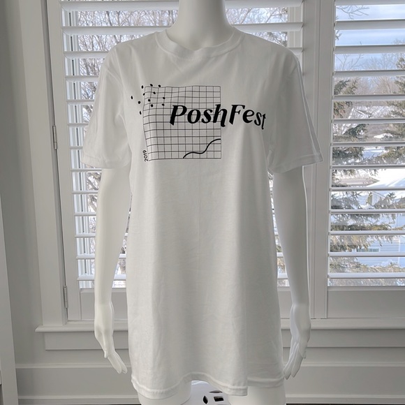 POSHMARK Poshfest 2019 White Cotton Tshirt Tee Short Sleeve - Picture 1 of 8